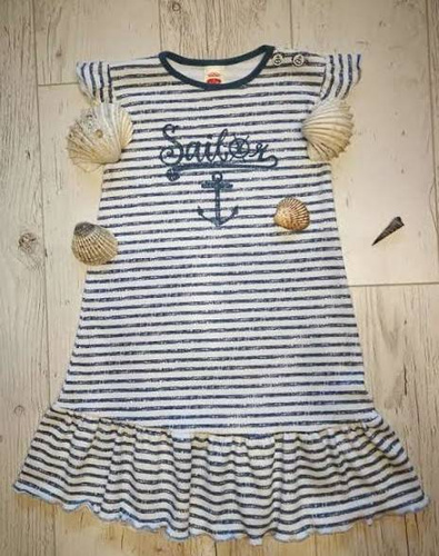 "BLUE SEA" Makoma Sukienka z falbanką paski