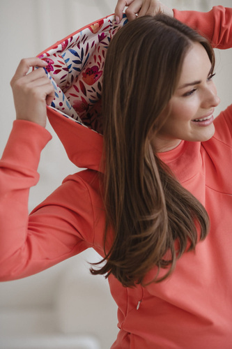 Milk Please bluza do karmienia Milk&Love z kapturem koralowy