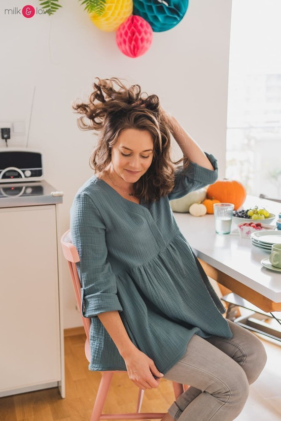 Mother Nature Milk&Love Tunika do karmienia indygo w kropki