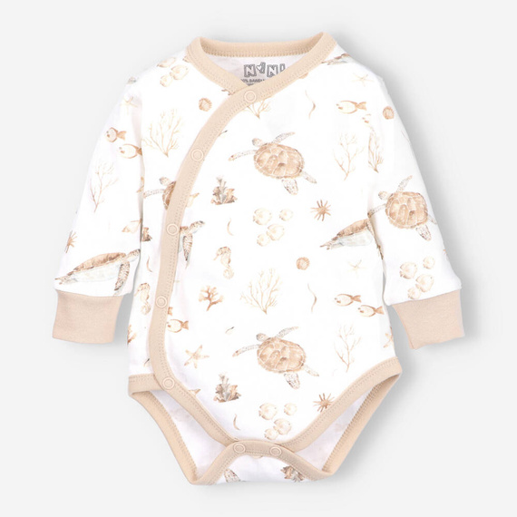 ABK-0015/ŻÓŁ Turtles Komplet niemowlęcy z bawełny organicznej Nini beżowy