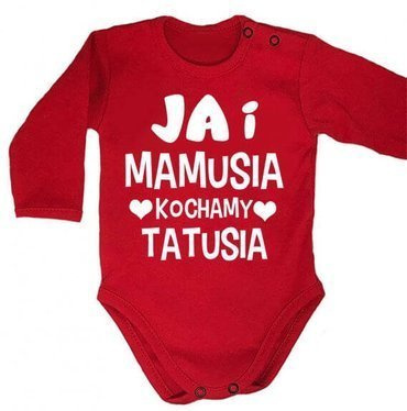 "JA i mamusia kochamy tatusia" Moocha body długi rękaw czerwony