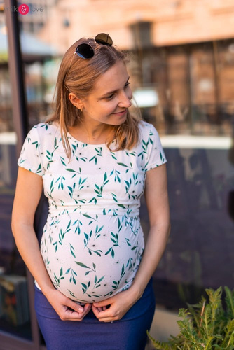 Bluzka do karmienia i ciążowa z krótkim rękawem Milk Shirt Milk&Love w listki