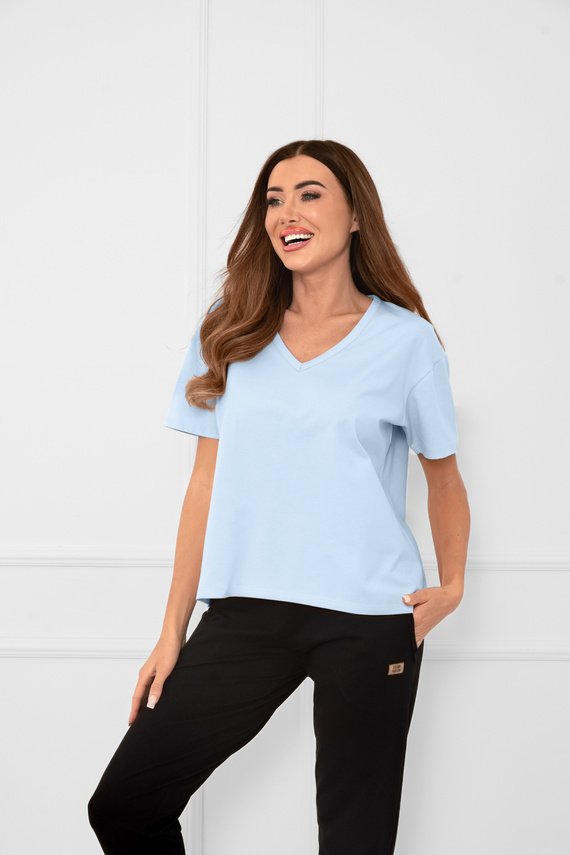 Klara – bluzka damska z krótkim rękawem | Italian Fashion niebieski 