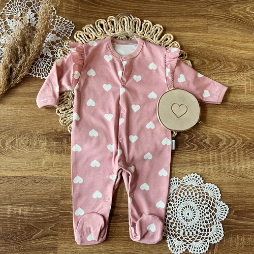 Bawełniany pajacyk niemowlęcy Mamatti PA15740 jeżyki – zapinany na napy