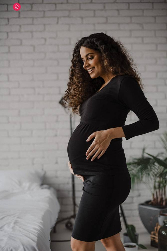 Milk Shirt Bluzka do karmienia i ciążowa z dekoltem w serek czarny