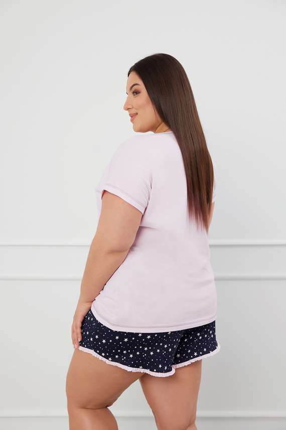 Libra Piżama Damska krótki rękaw, spodenki Italian Fashion - różowy/druk