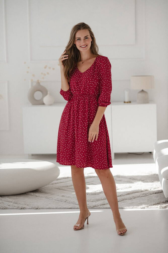 Lovely Dress Midi Milk&Love sukienka ciążowa i do karmienia czerwona w groszki