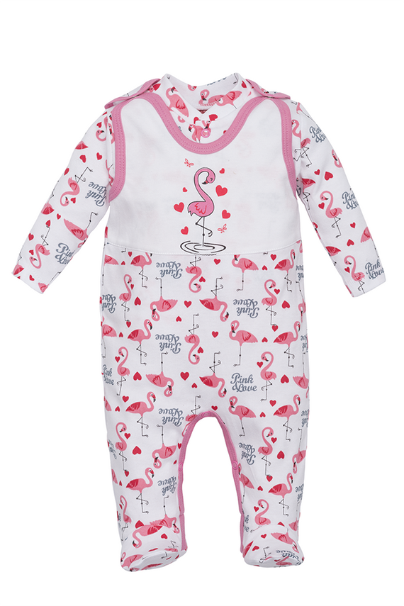 "FLAMING" Komplet śpioch + kaftan Makoma różowy 