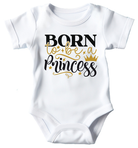 "Born to be a princess" Moocha Body krótki rękaw biały