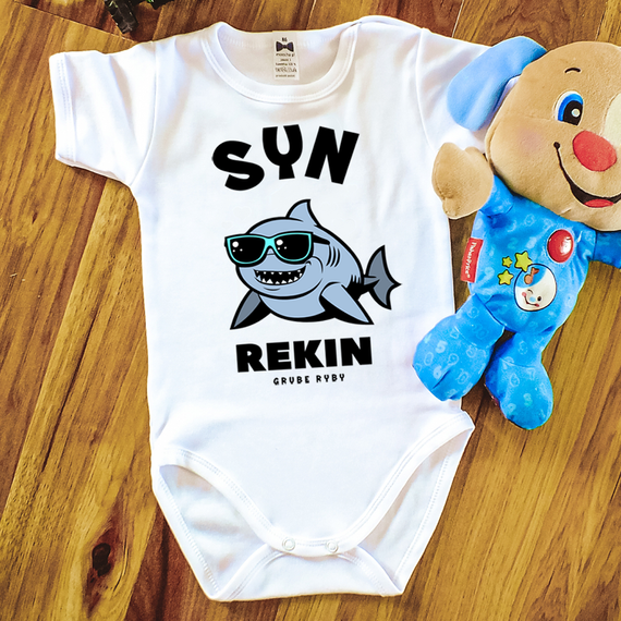 "REKINY grube ryby" Moocha body krótki rękaw biały 