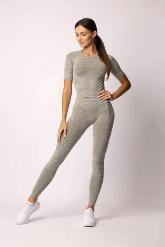 Melange Rashguard bluzka damska krótki rękaw Spaio khaki