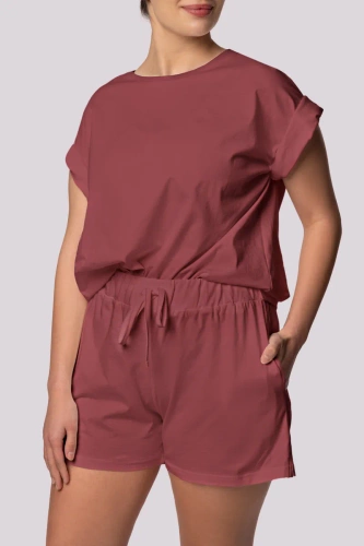 Bliss shortsleeve Piżama damska Mona wiśniowy