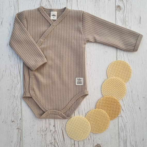 "Natural Waffel" Makoma Body dzidziuś z długim rękawem stone