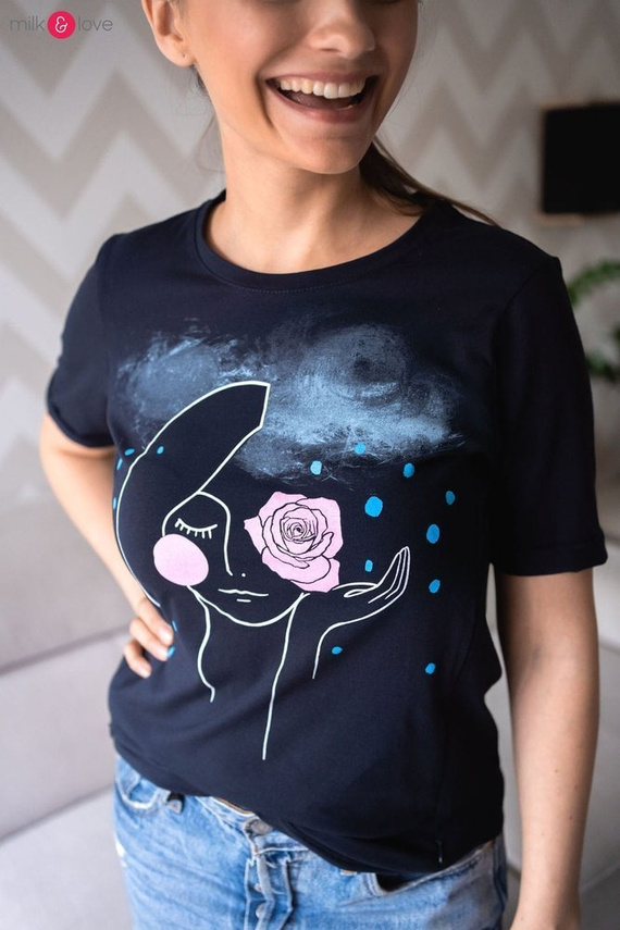 Bluzka do karmienia Boob Milk&Love ciemny granat z grafiką