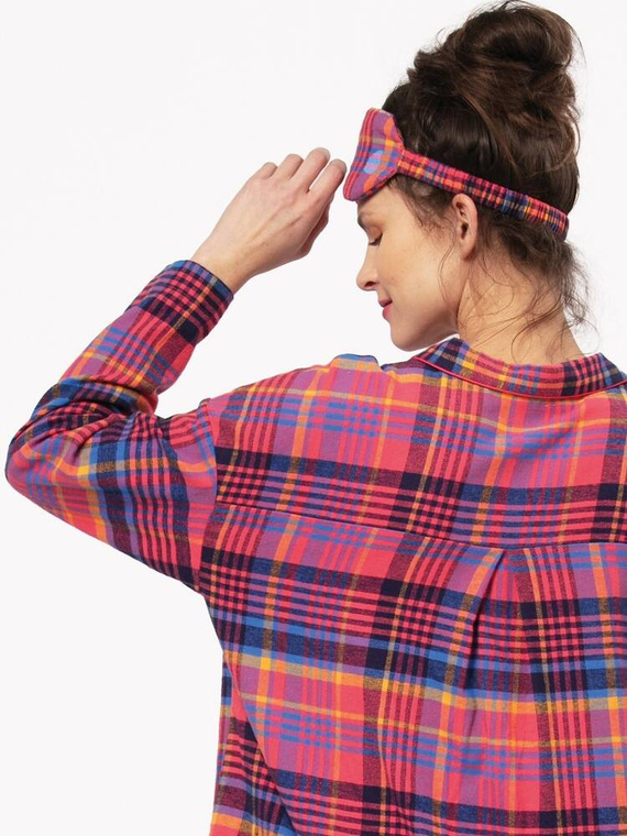 LNS 483 Flanela Bawełniana Piżama Damska Key - różowy