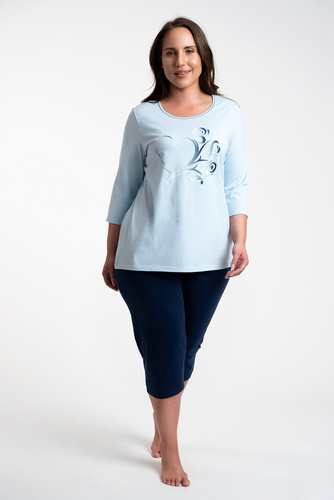 Arietta Piżama Damska 3/4 rękaw i 3/4 spodnie Italian Fashion - niebieski