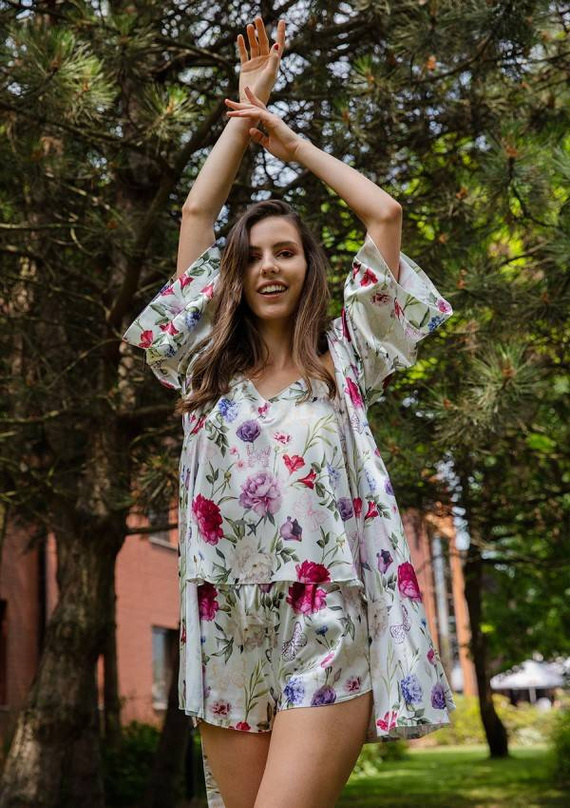 DK-KK Flowers Komplet piżama damska DKaren - 5 biały