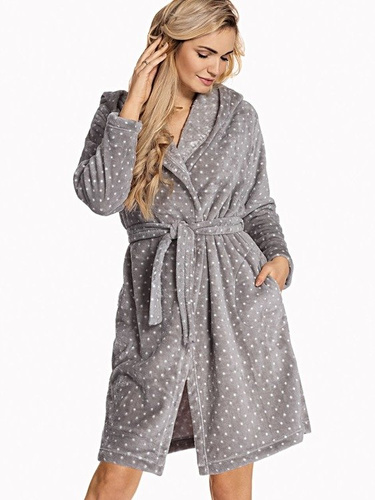 546 Melanie Krótki Szlafrok damski Forex - szary