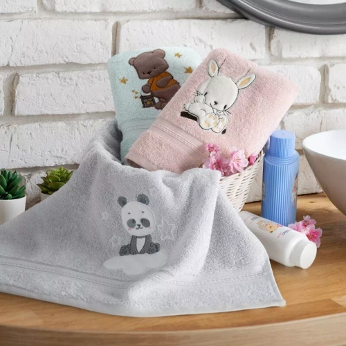 Baby 63 Panda niemowlęce okrycie kąpielowe Eurofirany srebrny