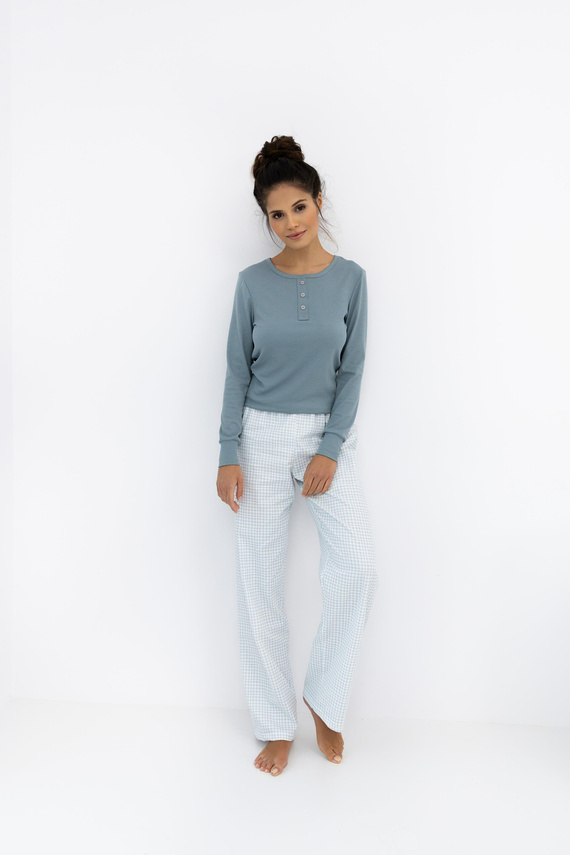 Janelle Sensis - Piżama damska z długim rękawem i spodniami w kratę