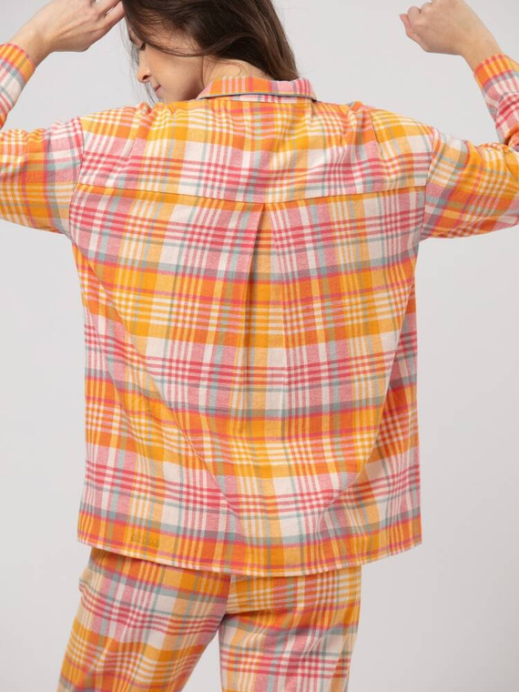 LNS 473 Flanela Bawełniana Piżama Damska Key - morelowy