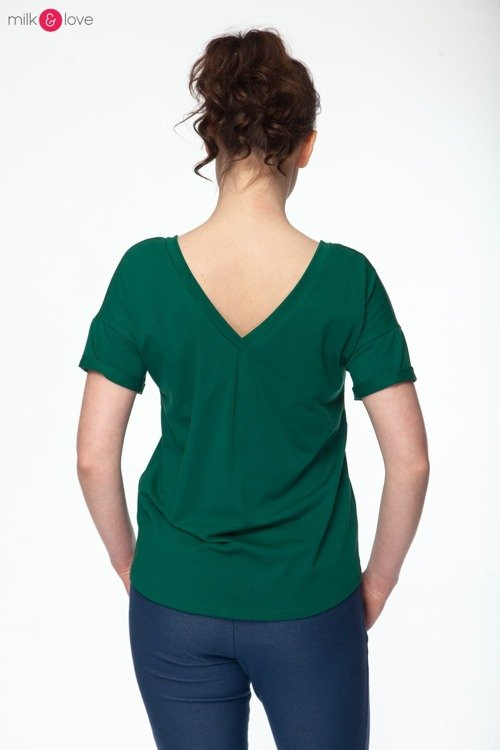 Bluzka ciążowa i do karmienia M-Shirt V-neck Milk&Love butelkowa zieleń