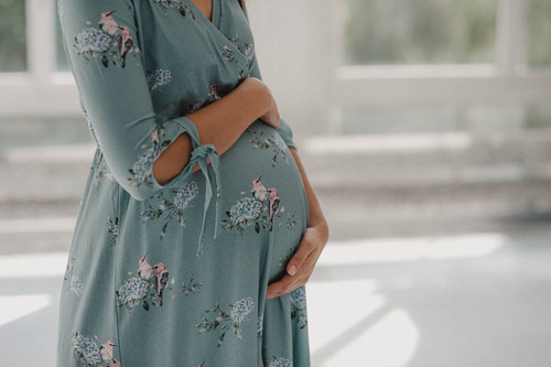 Two Ways MIDI Milk&Love Sukienka ciążowa i do karmienia eukaliptus w hortensje