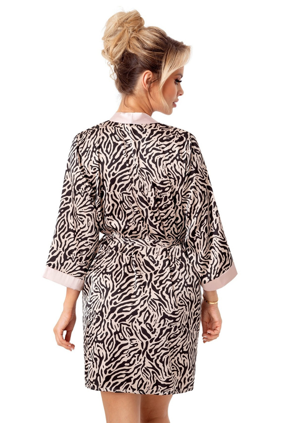 Sheila Szlafrok Donna beżowy – satynowy, elegancki szlafrok damski z paskiem