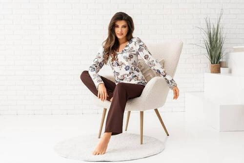 Naomi Long Piżama damska Donna ecru brązowy