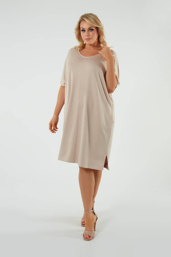 Soler tunika damska krótki rękaw Italian Fashion - beżowy