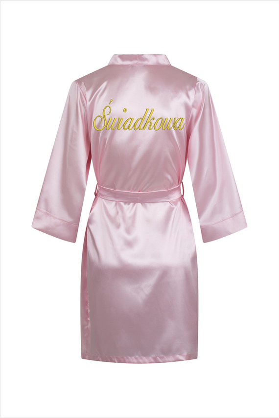 Świadkowa Szlafrok damski satynowy ByShelly - różowy/złoty
