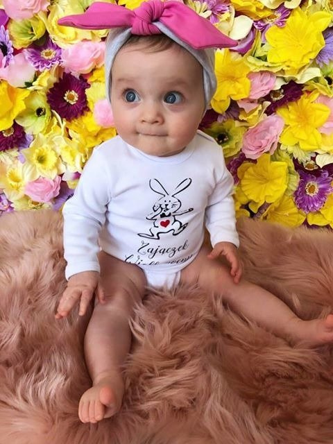 Body długi rękaw "Zajączek Wielkanocny" Moocha białe