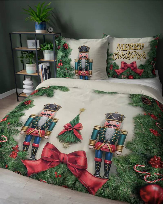 5300 A Pościel świąteczna dziadek do orzechów Detexpol kremowy