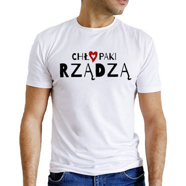 "CHŁOPAKI RZĄDZĄ" Moocha koszulka męska biały