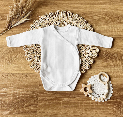 BDAB002 EkoBaby Mamatti Body kopertowe z długim rękawem - biały