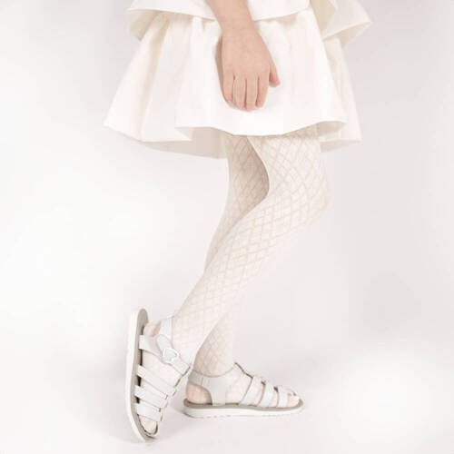 141803 Rajstopy żakardowe W2 Nicol - kremowy