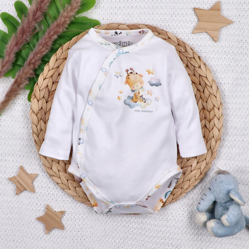 ABN-5602 Body kopertowe Nini Little Dreamers z bawełny organicznej dla niemowląt - bezniklowe napy, 100% bezpieczeństwa