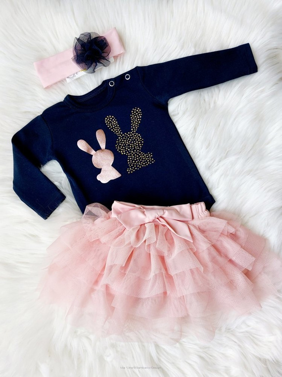 Króliczki Bambarillo Body z długim rękawem granatowy