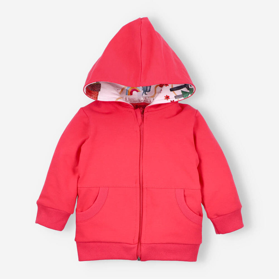 ABN-4054/KOR Kolorowy Las Bluza dresowa z kapturem z bawełny organicznej Nini malinowy