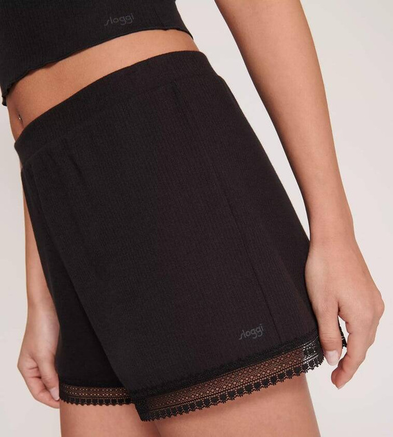 GO Ribbed Short krótkie spodenki Sloggi - black