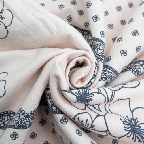 31503/1 Pościel flanelowa kwiaty Darymex pudrowy róż