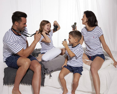 246/103 Marine Piżama dziewczęca Cornette biały-granatowy