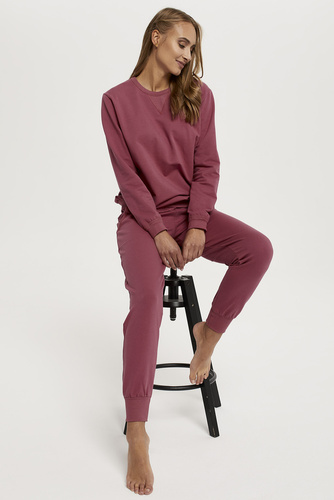 Panama Komplet Damski dł. rękaw, dł. spodnie Italian Fashion - malinowy