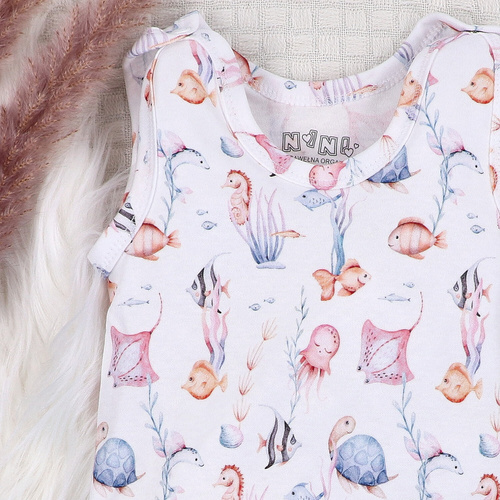 ABN-5480 Underwater World Śpiochy niemowlęce Nini – bawełna organiczna, zabudowane stópki