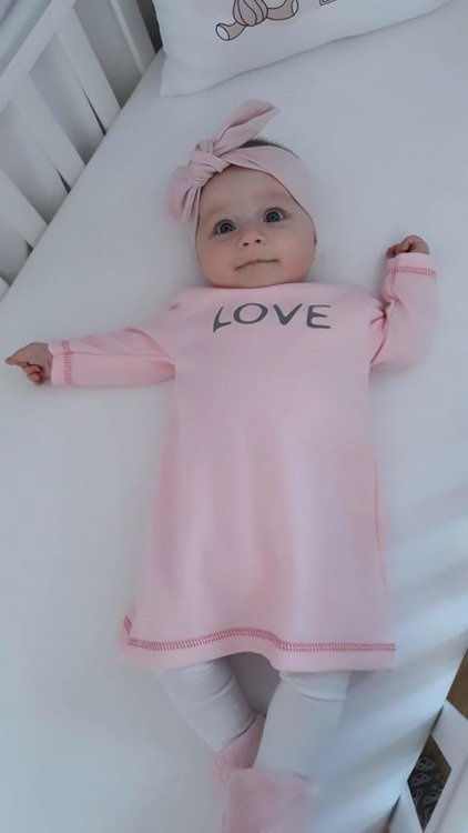 Sukienka bawełniana LOVE Terjan - ecru