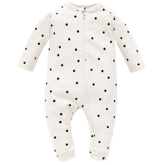 Tres Bien Pinokio Pajac niemowlęcy, bez stópek - ecru groszki