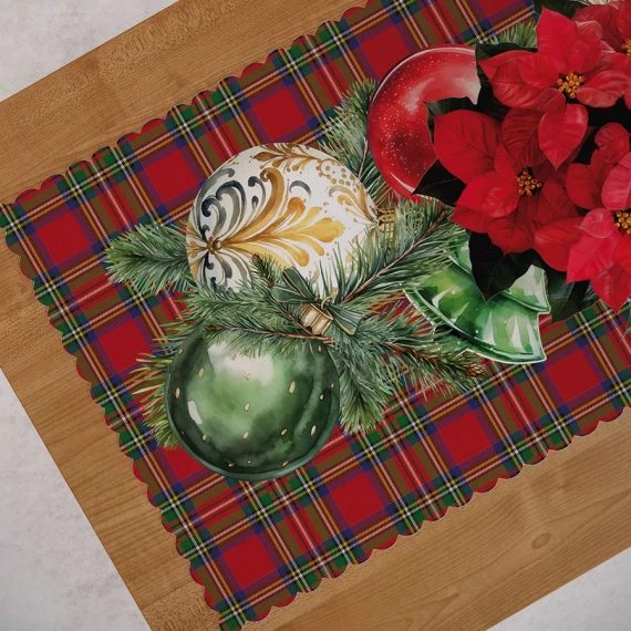 PBN274 Bombki bieżnik świąteczny Markizeta czerwony