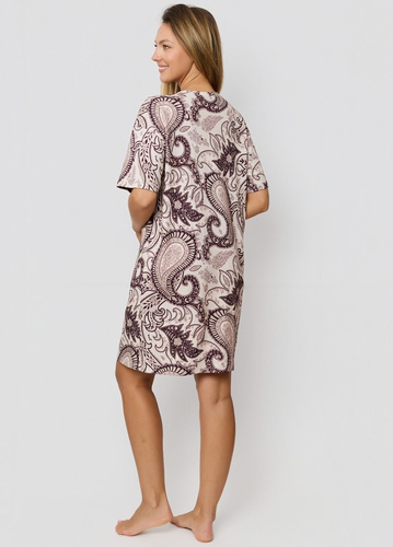 Koszula nocna Mefemi Iris KB60 – brązowa, bawełniana, orientalny wzór