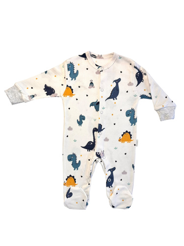 Mamatti PA15540 – pajacyk dla chłopca z wzorem, bawełniany, ze stópkami