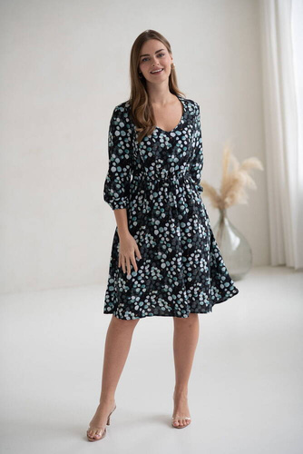 Lovely Dress Midi Milk&Love sukienka ciążowa i do karmienia w listki eukaliptusa